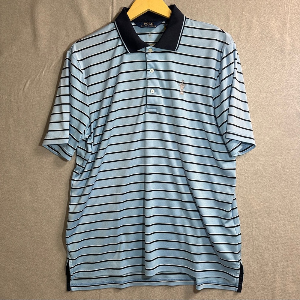 Ralph Lauren U.S. Open Torrey Pines Polo Shirt L Blue Stripe Flawed